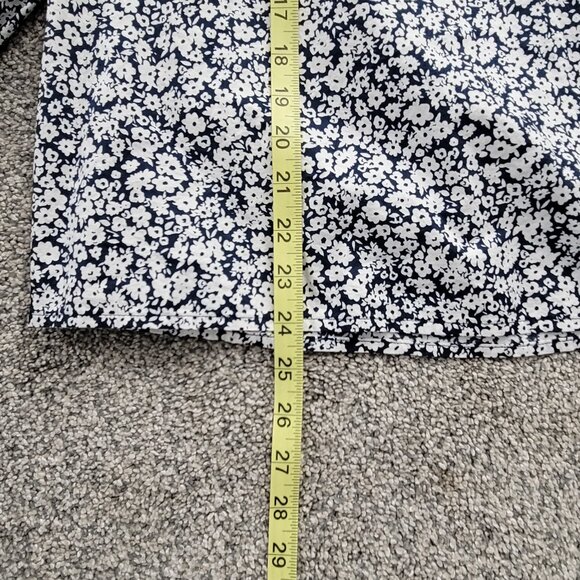 Old Navy Size Large Women's Blue White Floral Print V Neck Long Sleeve Blouse - Picture 9 of 11